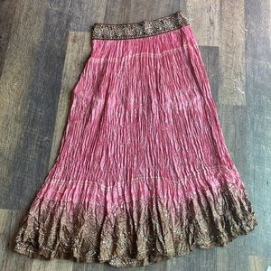 Pink and brown skirt with silver detail beaded band